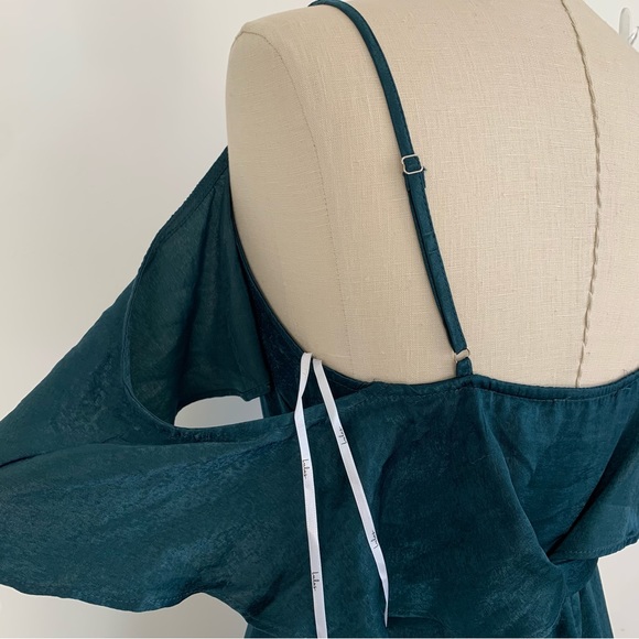 Lulus Moriah Emerald Green Satin Wrap Maxi Dress Emerald Green Medium - Picture 9 of 15